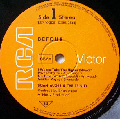 Brian Auger & The Trinity : Befour (LP, Album)