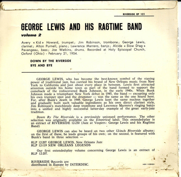 George Lewis' Ragtime Band : Volume 2 - Down By The Riverside  (7", EP)