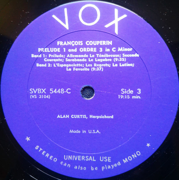 François Couperin, Alan Curtis (2) : 8 Preludes & Ordres (3xLP + Box)