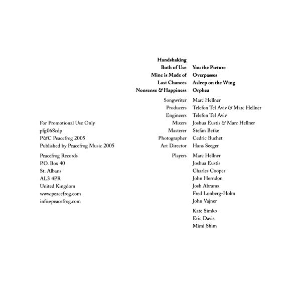 Marc Hellner : Marriages (CD, Album, Promo)