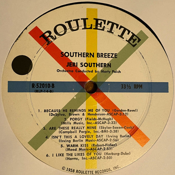 Jeri Southern : Southern Breeze (LP, Album, Mono)