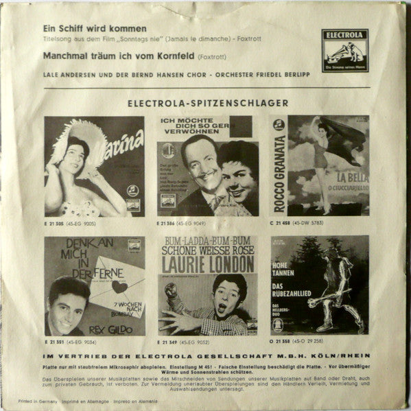 Lale Andersen : Ein Schiff Wird Kommen (7", Single, Mono)