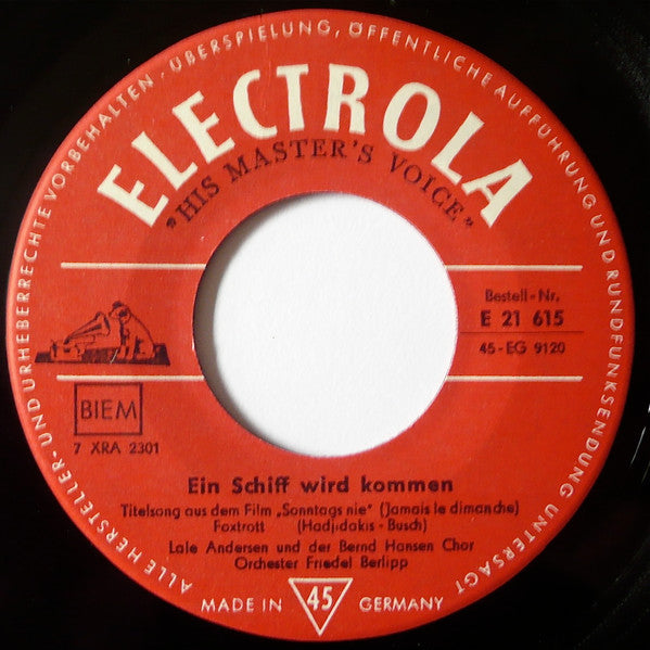 Lale Andersen : Ein Schiff Wird Kommen (7", Single, Mono)