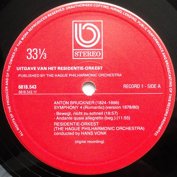 Anton Bruckner - Hans Vonk , Conductor - Residentie Orkest : Symphony 4 And Symphony 6 (2xLP, Gat)
