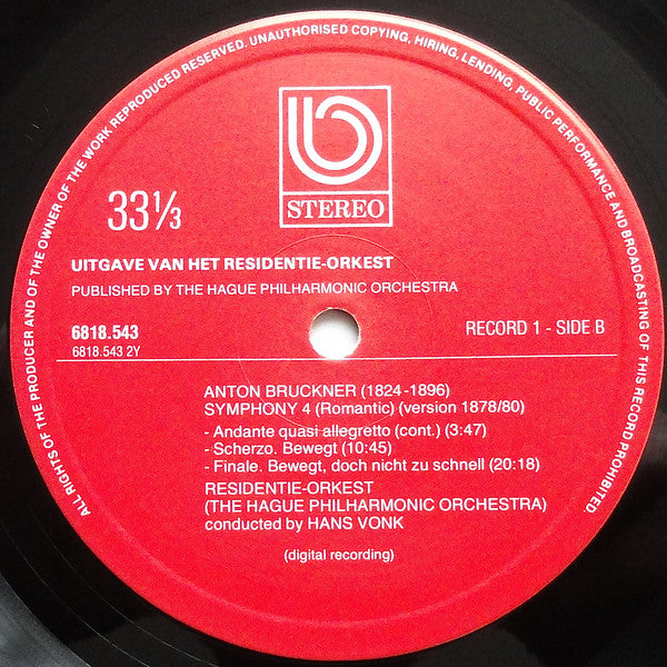 Anton Bruckner - Hans Vonk , Conductor - Residentie Orkest : Symphony 4 And Symphony 6 (2xLP, Gat)