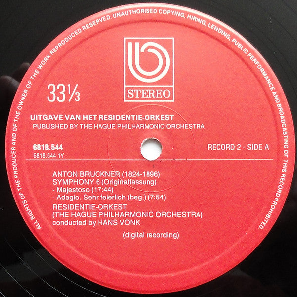 Anton Bruckner - Hans Vonk , Conductor - Residentie Orkest : Symphony 4 And Symphony 6 (2xLP, Gat)
