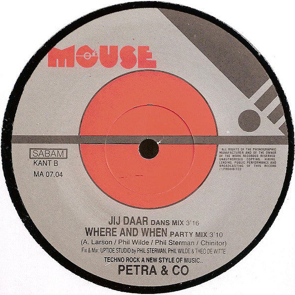 Petra & Co : Jij Daar ! / Where And When (12")