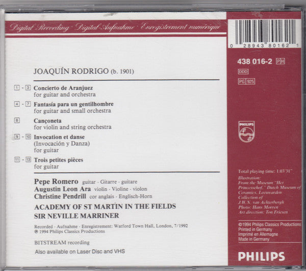 Pepe Romero, The Academy Of St. Martin-in-the-Fields, Sir Neville Marriner : Concierto De Aranjuez (Fantasia Para Un Gentilhombre) (CD)