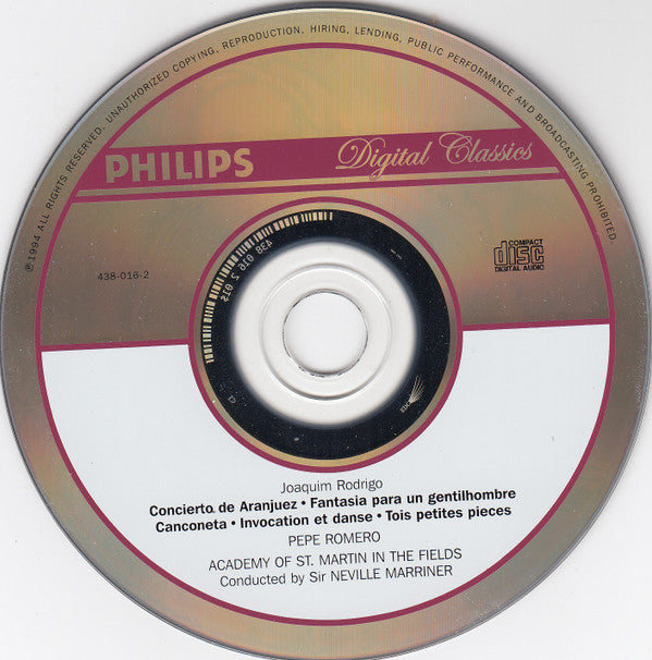 Pepe Romero, The Academy Of St. Martin-in-the-Fields, Sir Neville Marriner : Concierto De Aranjuez (Fantasia Para Un Gentilhombre) (CD)