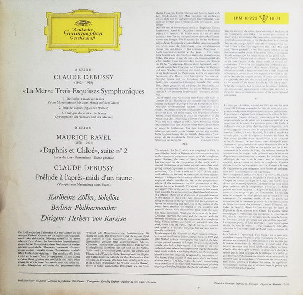 Claude Debussy / Maurice Ravel - Berliner Philharmoniker · Herbert von Karajan : La Mer · Prélude À L'Après-Midi D'Un Faune / Daphnis Et Chloé, Suite N° 2 (LP, Mono, RE)