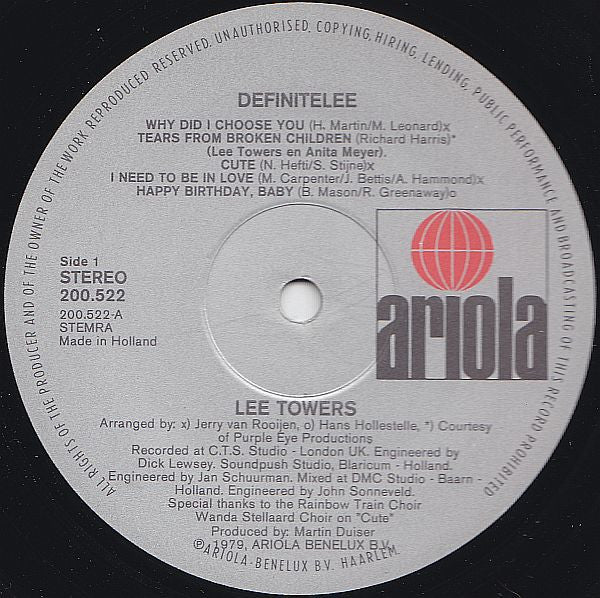 Lee Towers : Definitelee (LP, Album)