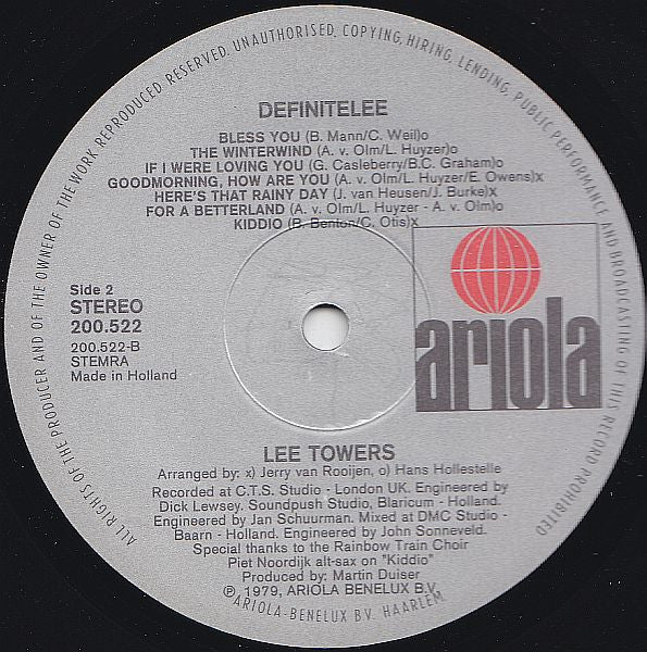 Lee Towers : Definitelee (LP, Album)