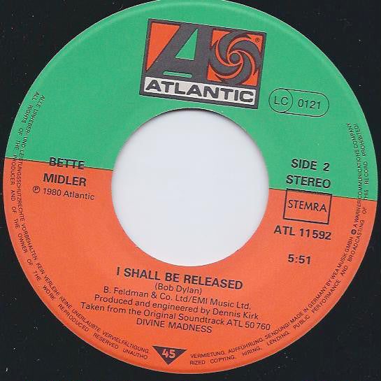 Bette Midler : Fire Down Below (7", Single)