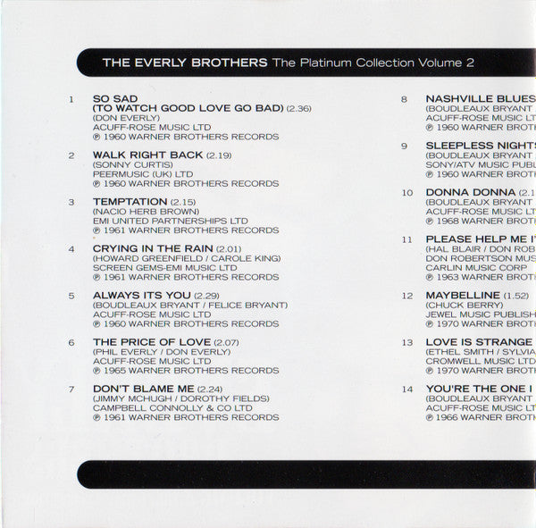 Everly Brothers : The Platinum Collection Volume 2 (CD, Comp)