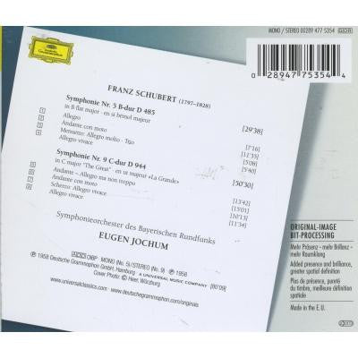 Franz Schubert, Symphonie-Orchester Des Bayerischen Rundfunks, Eugen Jochum : Symphonien No. 5 & 9 (CD, Comp, Mono, RE, RM)