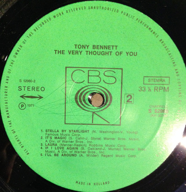 Tony Bennett : The Very Thought Of You (LP, Comp)
