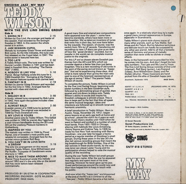 Teddy Wilson & The Ove Lind Swing Group : Swedish Jazz My Way (LP, Album)