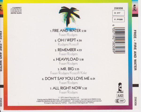 Free : Fire And Water (CD, Album, RE)