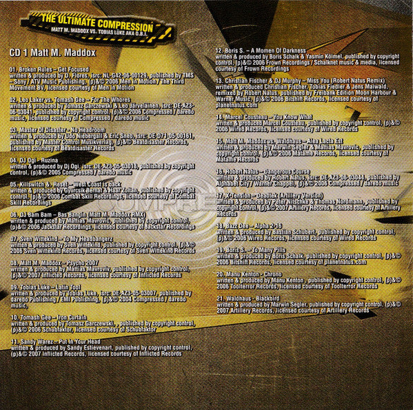 Matt M. Maddox vs. Tobias Lüke AKA O.B.I. : The Ultimate Compression (CD, Mixed + CD, P/Mixed)