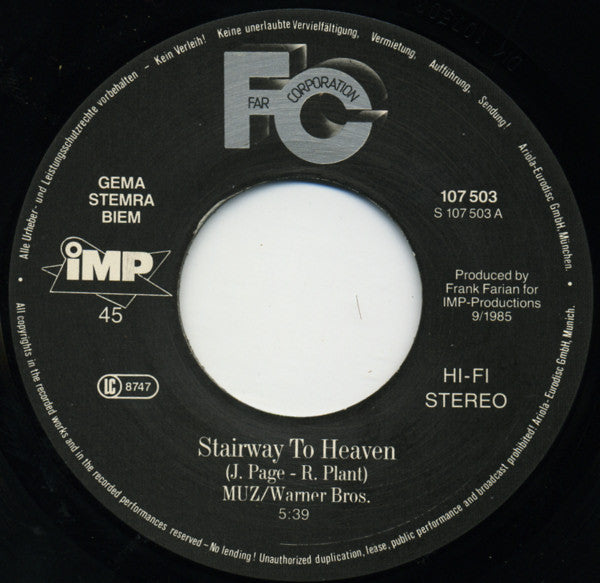 Far Corporation : Stairway To Heaven (7", Single)