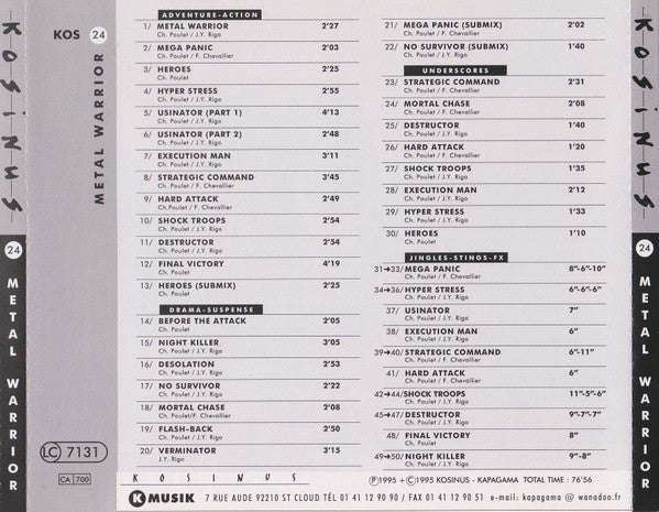 F. Chevallier*, Ch. Poulet*, J.Y. Rigo* : Metal Warrior (CD, Album)