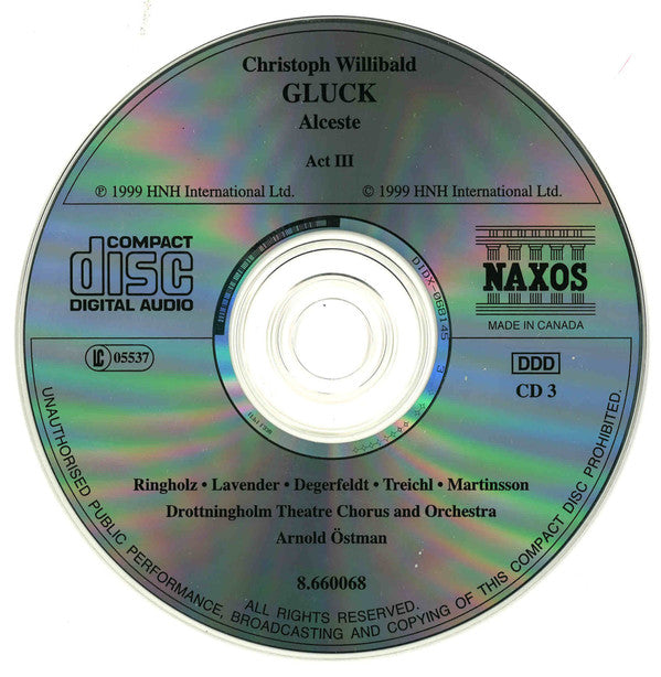 Christoph Willibald Gluck, Teresa Ringholz, Justin Lavender, Jonas Degerfeldt, Miriam Treichl, Lars Martinsson (3), Drottningholm Theatre Chorus And Drottningholm Theatre Orchestra, Arnold Östman : Alceste (3xCD, Album)
