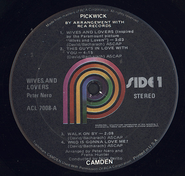 Peter Nero : Wives And Lovers (LP, Album, RE)