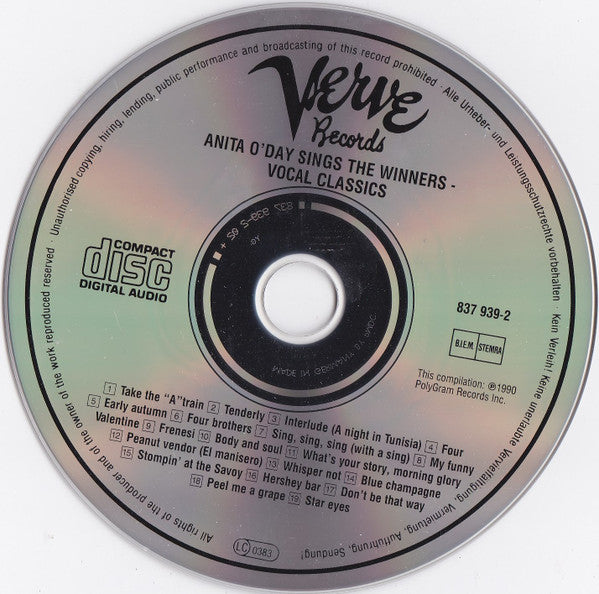 Anita O'Day : Anita O'Day Sings The Winners (CD, Album, RE, RM, PMD)