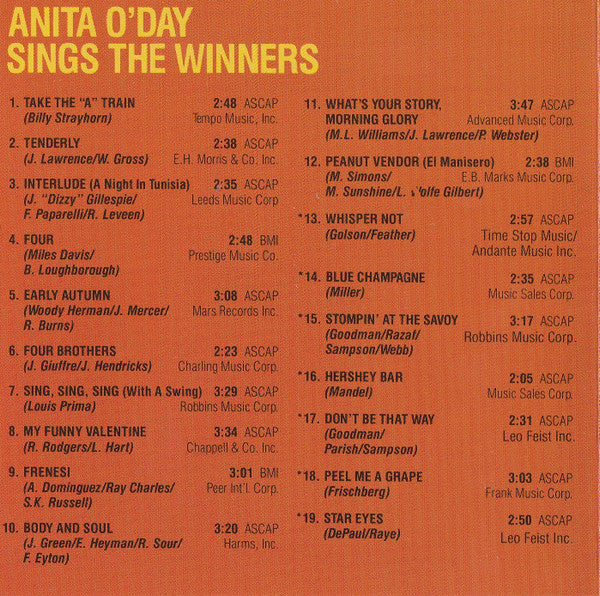 Anita O'Day : Anita O'Day Sings The Winners (CD, Album, RE, RM, PMD)