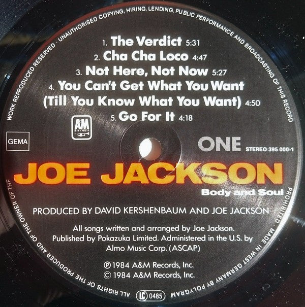 Joe Jackson : Body And Soul (LP, Album, RE)