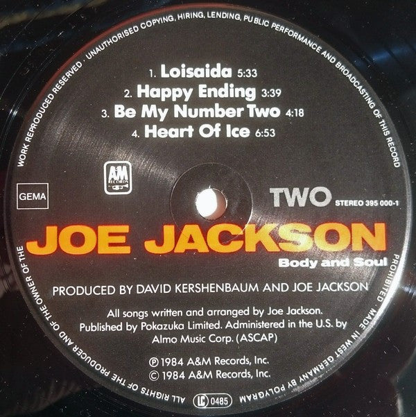 Joe Jackson : Body And Soul (LP, Album, RE)