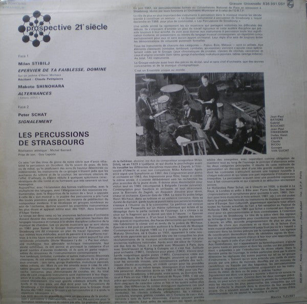 Milan Stibilj, Makoto Shinohara, Peter Schat, Les Percussions De Strasbourg : Épervier De Ta Faiblesse / Alternances / Signalement (LP)