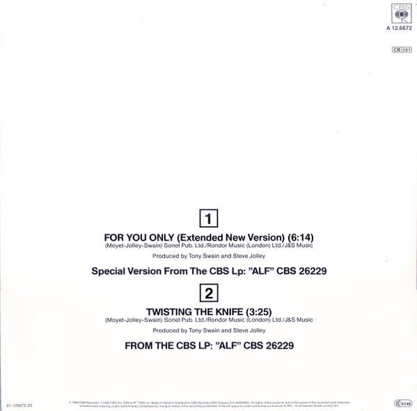Alison Moyet : For You Only (Extended New Version) (12", Maxi)