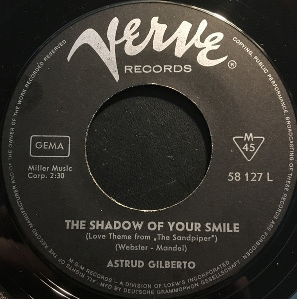 Astrud Gilberto : The Shadow Of Your Smile (7", Mono)