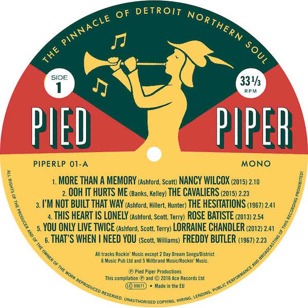 Various : Pied Piper (The Pinnacle Of Detroit Northern Soul) (LP, Album, Comp, Mono)
