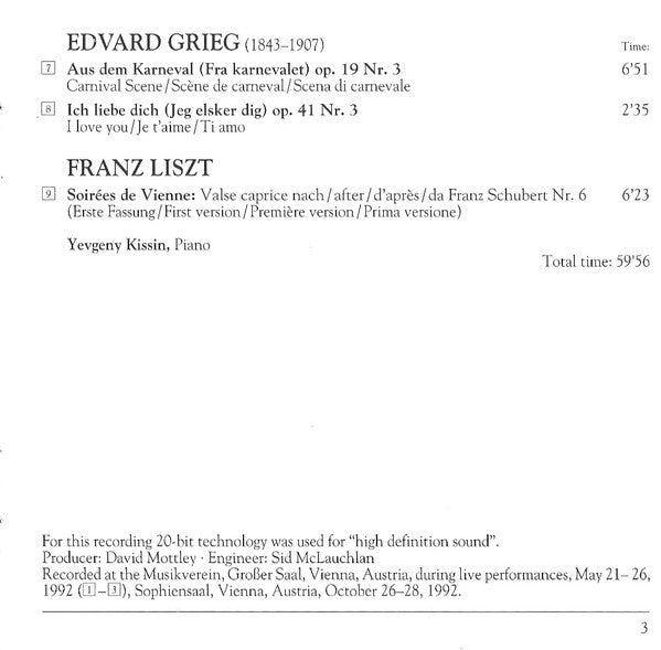 Robert Schumann, Yevgeny Kissin, Wiener Philharmoniker, Carlo Maria Giulini : Piano Concerto (CD)