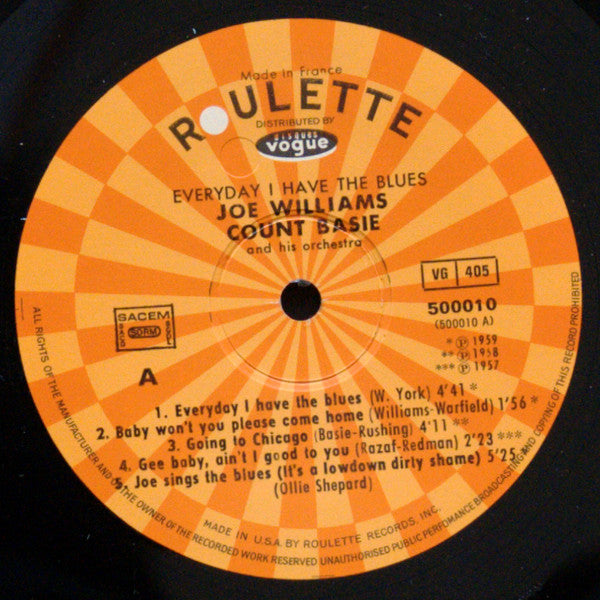 Joe Williams / Count Basie Orchestra : Everyday I Have The Blues (LP, Album, Mono, RE)