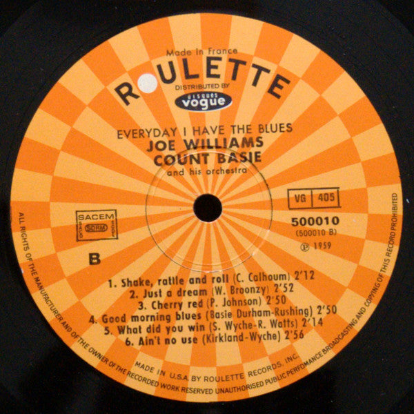 Joe Williams / Count Basie Orchestra : Everyday I Have The Blues (LP, Album, Mono, RE)
