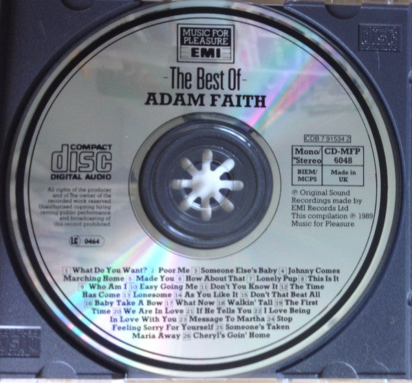 Adam Faith : The Best Of Adam Faith (CD, Album, Comp, Mono)
