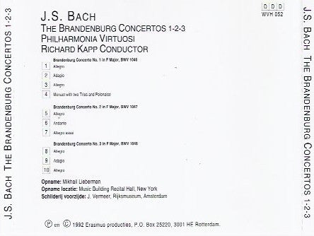 Johann Sebastian Bach - Philharmonia Virtuosi, Richard Kapp : The Brandenburg Concertos 1-2-3 (CD, Album)