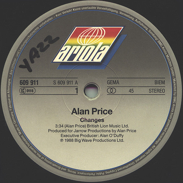 Alan Price : Changes (12", Maxi)