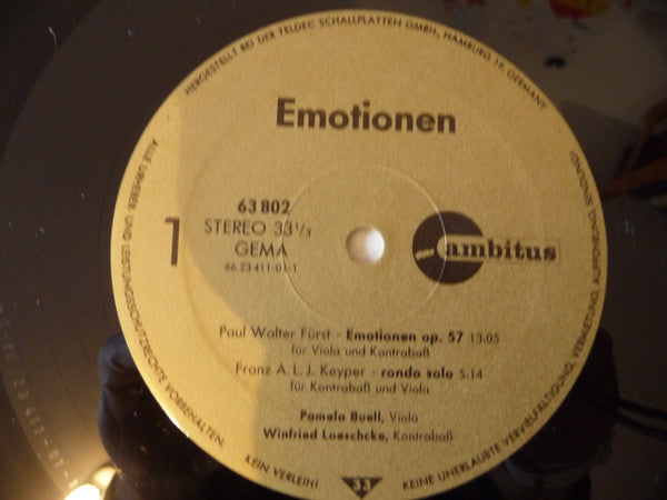 Paul Fürst, Franz Anton Leopold Keyper, Carl Ditters von Dittersdorf, Pamela Buell, Winfried Loeschcke : Emotionen (LP)