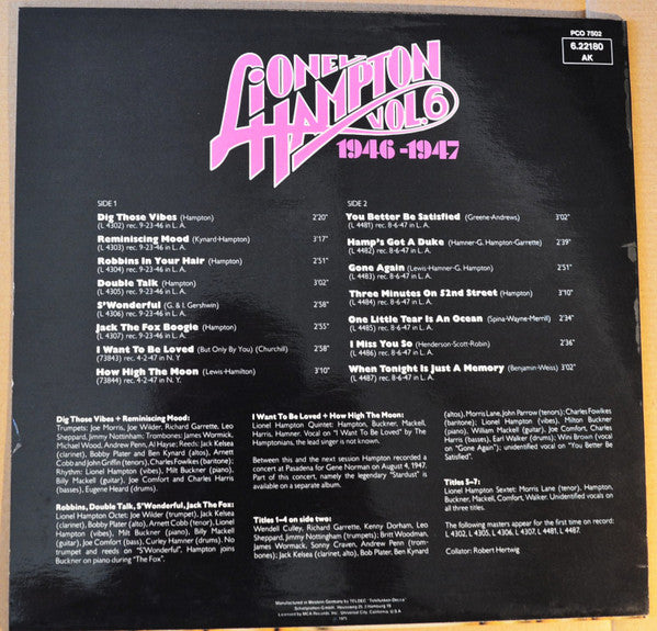 Lionel Hampton : 1946-1947 Vol. 6 (LP, Album, Comp)