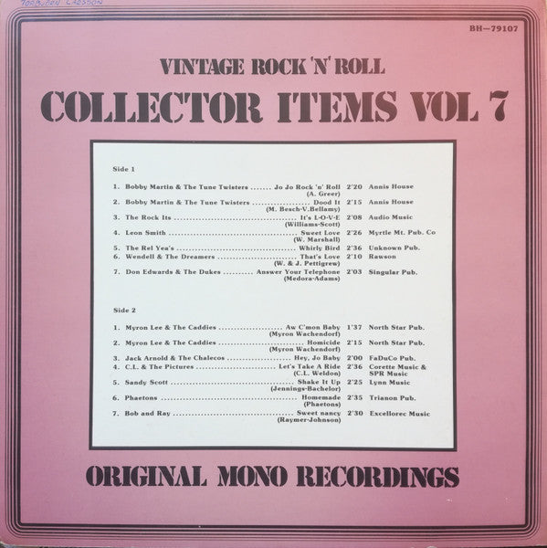 Various : Vintage Rock 'N' Roll Collector Items Vol. 7 (LP, Comp, Mono)