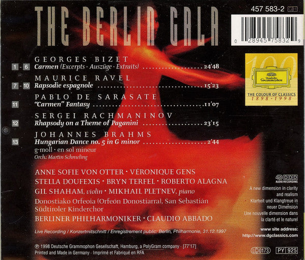 Berliner Philharmoniker, Claudio Abbado, Roberto Alagna, Anne Sofie Von Otter, Bryn Terfel, Mikhail Pletnev, Gil Shaham : The Berlin Gala - A Salute To Carmen (CD, Album, Sle)