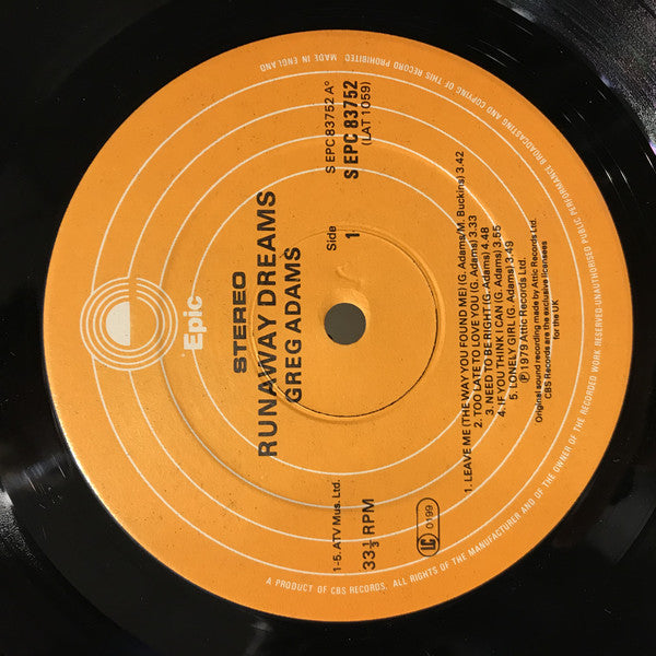 Greg Adams (5) : Runaway Dreams (LP)