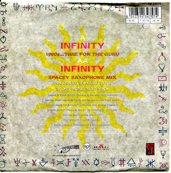 Guru Josh : Infinity (1990's...Time For The Guru) (7", Single)