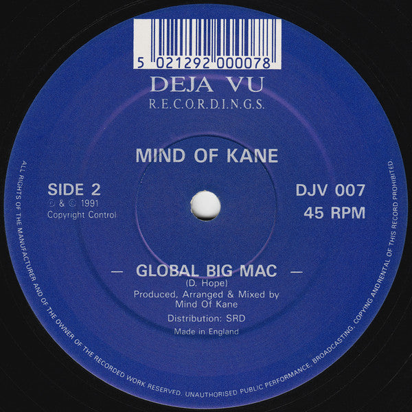 Mind Of Kane : Stabbed In The Back (12", Blu)