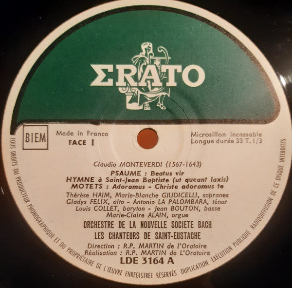 Claudio Monteverdi – Les Chanteurs De Saint-Eustache, Orchestre De La Nouvelle Societe Bach, Emile Martin : Psaumes - Hymnes - Motets (LP)
