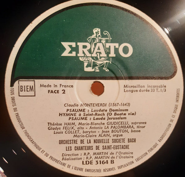 Claudio Monteverdi – Les Chanteurs De Saint-Eustache, Orchestre De La Nouvelle Societe Bach, Emile Martin : Psaumes - Hymnes - Motets (LP)